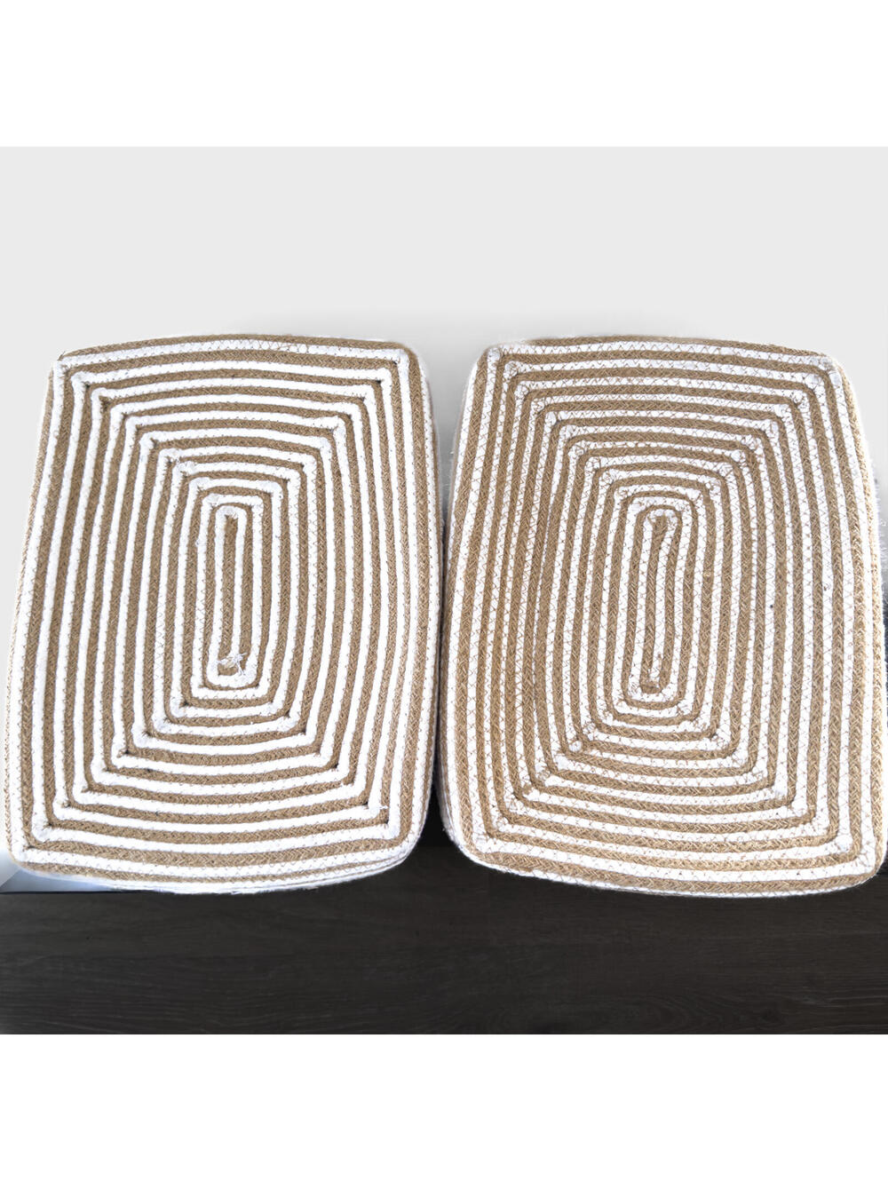 NWT Soft Woven Rope Stripe Pattern Storage Basket Bins - Set of 2 - Picture 4 of 5